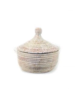 Mbare Handcrafted Small Tabletop Basket - White