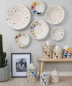 Mbare Uru Small Wall Basket - Blue Stripes