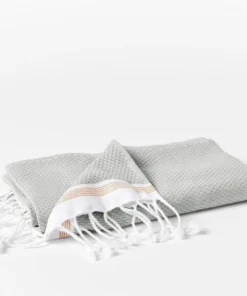 Coyuchi Home Goods Mediterranean Towels - Deep Pewter / Tangerine Stripe 2 Coyuchi Home Goods Mediterranean Towels - Deep Pewter / Tangerine Stripe