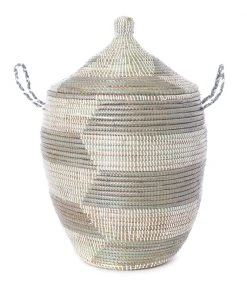 Swahili African Modern Medium Silver And White Prayer Mat Hamper