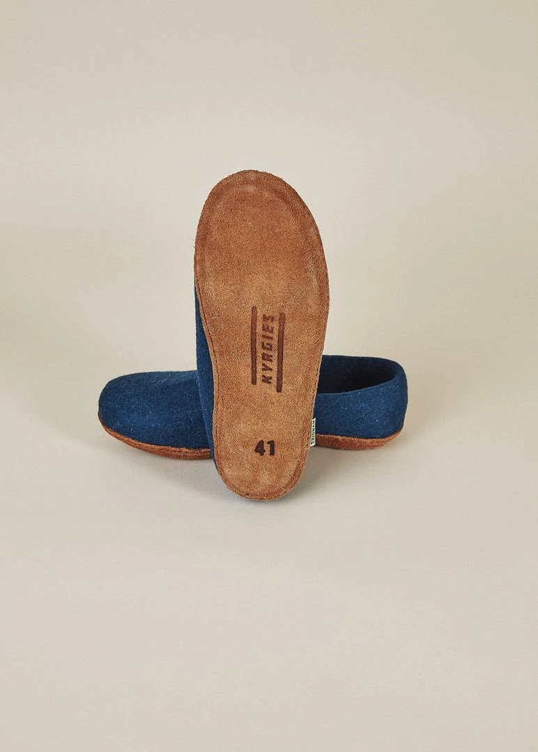 Kyrgies Men's Molded Sole High Back Wool Slippers - Navy Kyrgies Men's Molded Sole High Back Wool Slippers - Navy