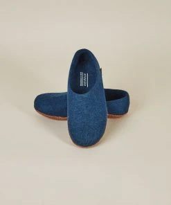 Kyrgies Men's Molded Sole High Back Wool Slippers - Navy