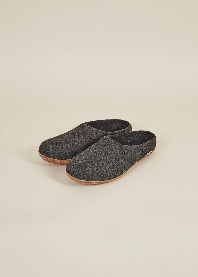 Kyrgies Men's Molded Sole Low Back Wool Slippers - Charcoal Kyrgies Men's Molded Sole Low Back Wool Slippers - Charcoal