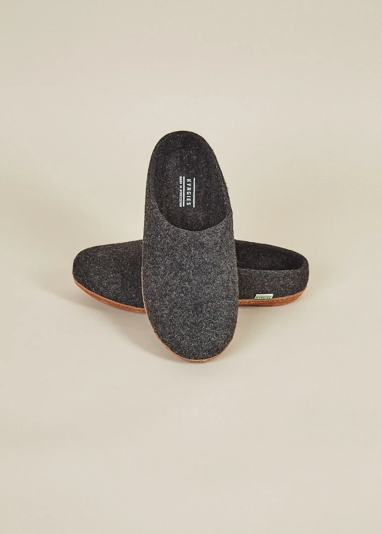 Kyrgies Men's Molded Sole Low Back Wool Slippers - Charcoal Kyrgies Men's Molded Sole Low Back Wool Slippers - Charcoal