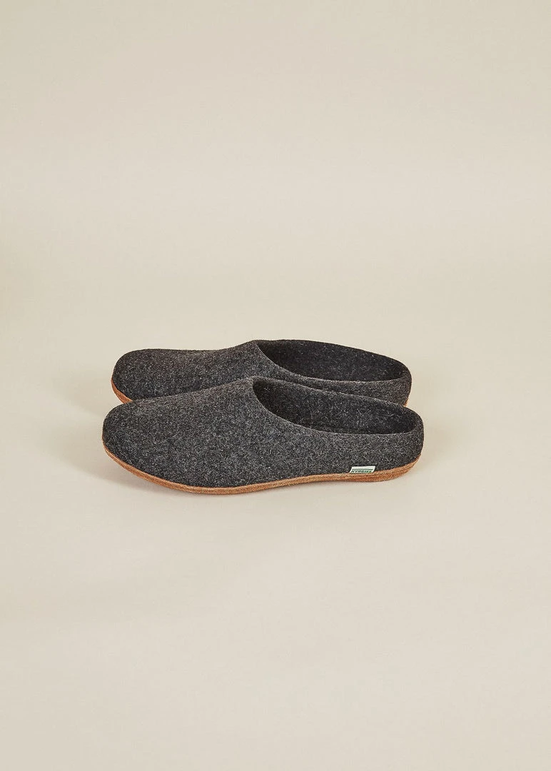 Kyrgies Men's Molded Sole Low Back Wool Slippers - Charcoal Kyrgies Men's Molded Sole Low Back Wool Slippers - Charcoal