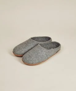 Kyrgies Men's Natural Sole Low Back Wool Slippers - Gray 4 Kyrgies Men's Natural Sole Low Back Wool Slippers - Gray