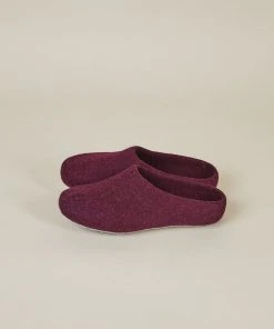 Kyrgies Men's Classic Sole Low Back Wool Slippers - Plum Best Sellers