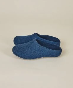 Kyrgies Men's Classic Sole Low Back Wool Slippers - Navy 2 Kyrgies Men's Classic Sole Low Back Wool Slippers - Navy
