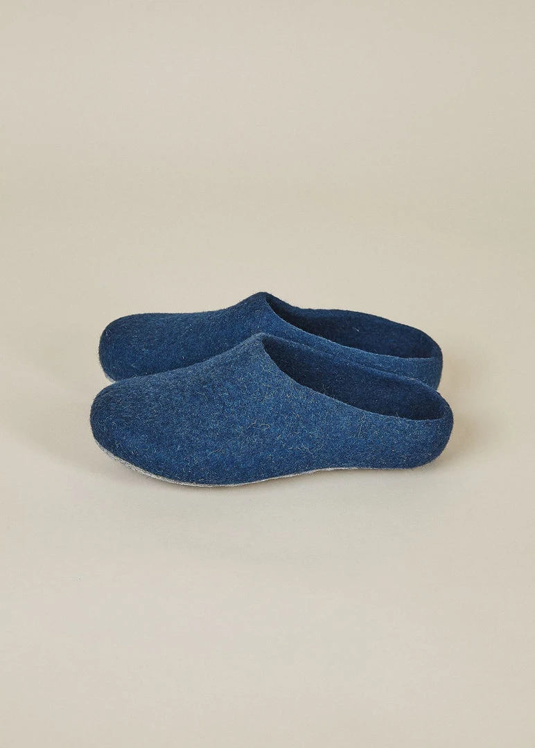 Kyrgies Men's Classic Sole Low Back Wool Slippers - Navy Kyrgies Men's Classic Sole Low Back Wool Slippers - Navy