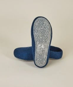 Kyrgies Men's Classic Sole Low Back Wool Slippers - Navy 3 Kyrgies Men's Classic Sole Low Back Wool Slippers - Navy