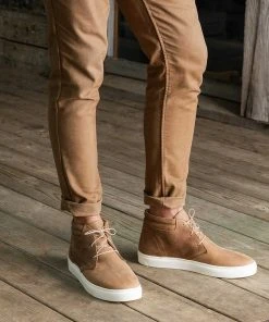 Nisolo Men's Cortez Mid Top Sneaker - Tobacco