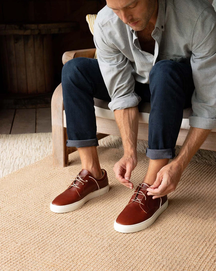 Nisolo Men's Diego Low Top Sneaker - Brandy Nisolo Men's Diego Low Top Sneaker - Brandy