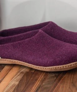 Kyrgies Men's Molded Sole Low Back Wool Slippers - Plum Best Sellers