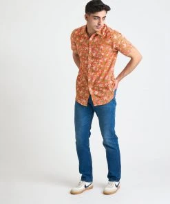 Dushyant Asthana Men's Prat Short Sleeve Shirt - Orange Floral