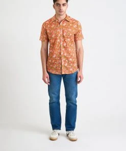 Dushyant Asthana Men's Prat Short Sleeve Shirt - Orange Floral