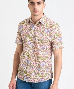 Dushyant Asthana Men's Prat Short Sleeve Shirt - White Lotus