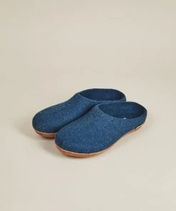 Kyrgies Men's Molded Sole Low Back Wool Slippers - Navy Best Sellers