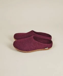 Kyrgies Men's Molded Sole Low Back Wool Slippers - Plum Best Sellers