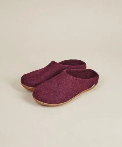 Kyrgies Men's Molded Sole Low Back Wool Slippers - Plum Best Sellers