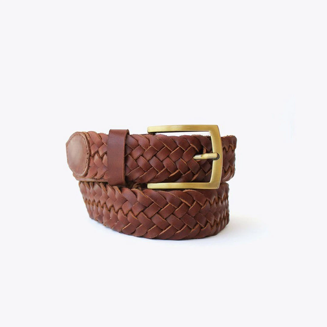 Nisolo Men's Teyo Woven Belt - Brandy Nisolo Men's Teyo Woven Belt - Brandy