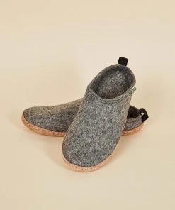 Kyrgies Men's Wool Slipper Slides - Gray