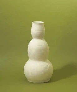 Middle Kingdom Cold Mountain Gourd Porcelain Vase - Bisque Planters + Vases