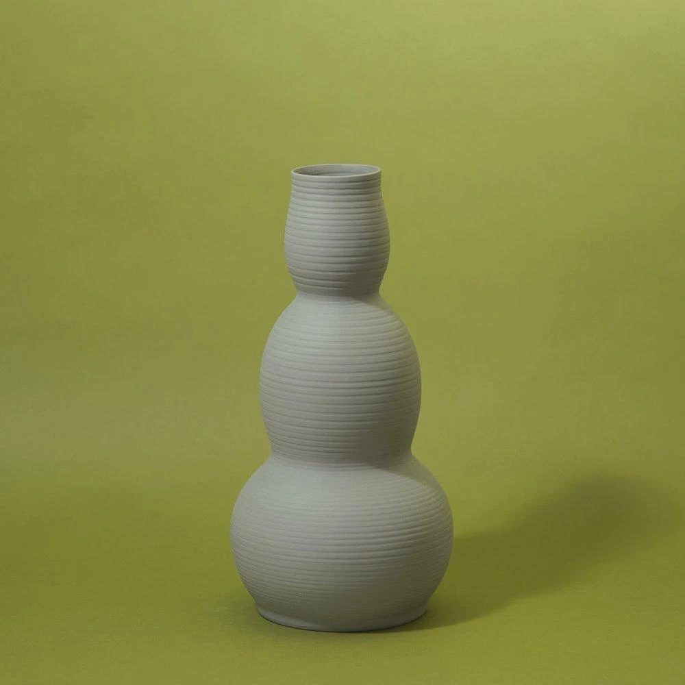 Middle Kingdom Home Goods Cold Mountain Gourd Porcelain Vase - Steel Grey Middle Kingdom Home Goods Cold Mountain Gourd Porcelain Vase - Steel Grey