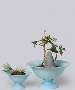 Middle Kingdom Planters + Vases Footed Porcelain Vase - Denim