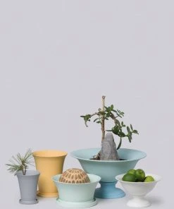 Middle Kingdom Planters + Vases Footed Porcelain Vase - Denim
