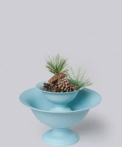Middle Kingdom Planters + Vases Footed Porcelain Vase - Denim