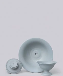 Middle Kingdom Footed Porcelain Vase - Steel Gray Planters + Vases