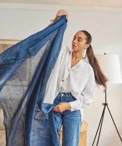 Studio Variously Midnight Blue Linen Scarf Accessories 3 Studio Variously Midnight Blue Linen Scarf Accessories