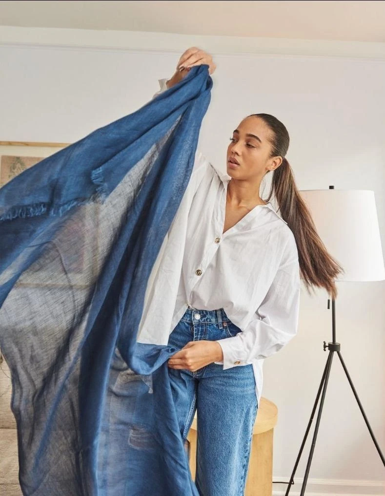 Studio Variously Midnight Blue Linen Scarf Accessories Studio Variously Midnight Blue Linen Scarf Accessories