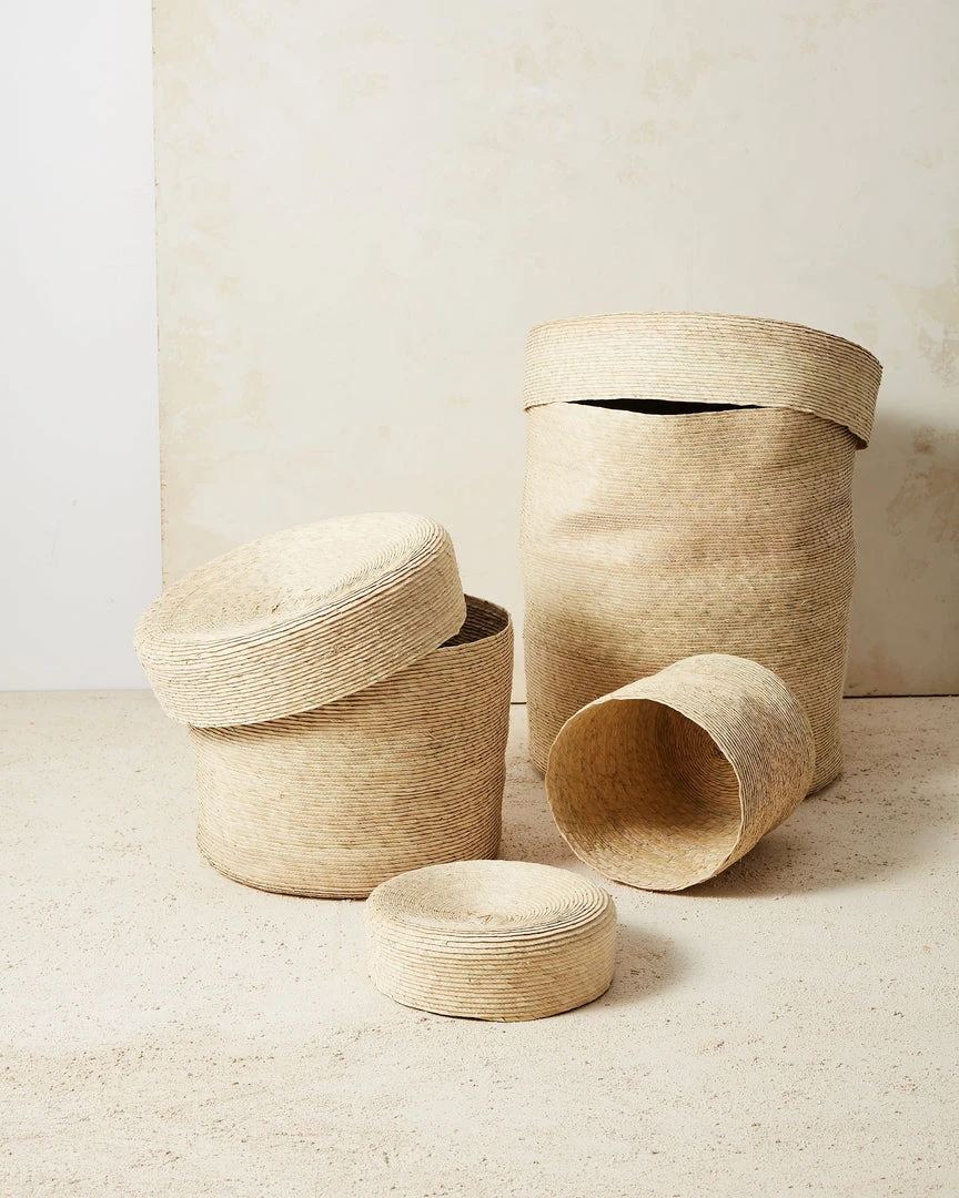 Minna Lidded Palm Basket Minna Lidded Palm Basket