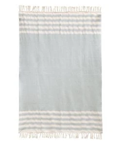 Kiliim Mint Stripes Throw Blanket Home Goods