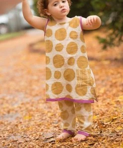 Mirasa Design Kids' + Baby Baby Polka Dress - Forest Yellow