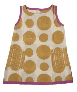 Mirasa Design Kids' + Baby Baby Polka Dress - Forest Yellow