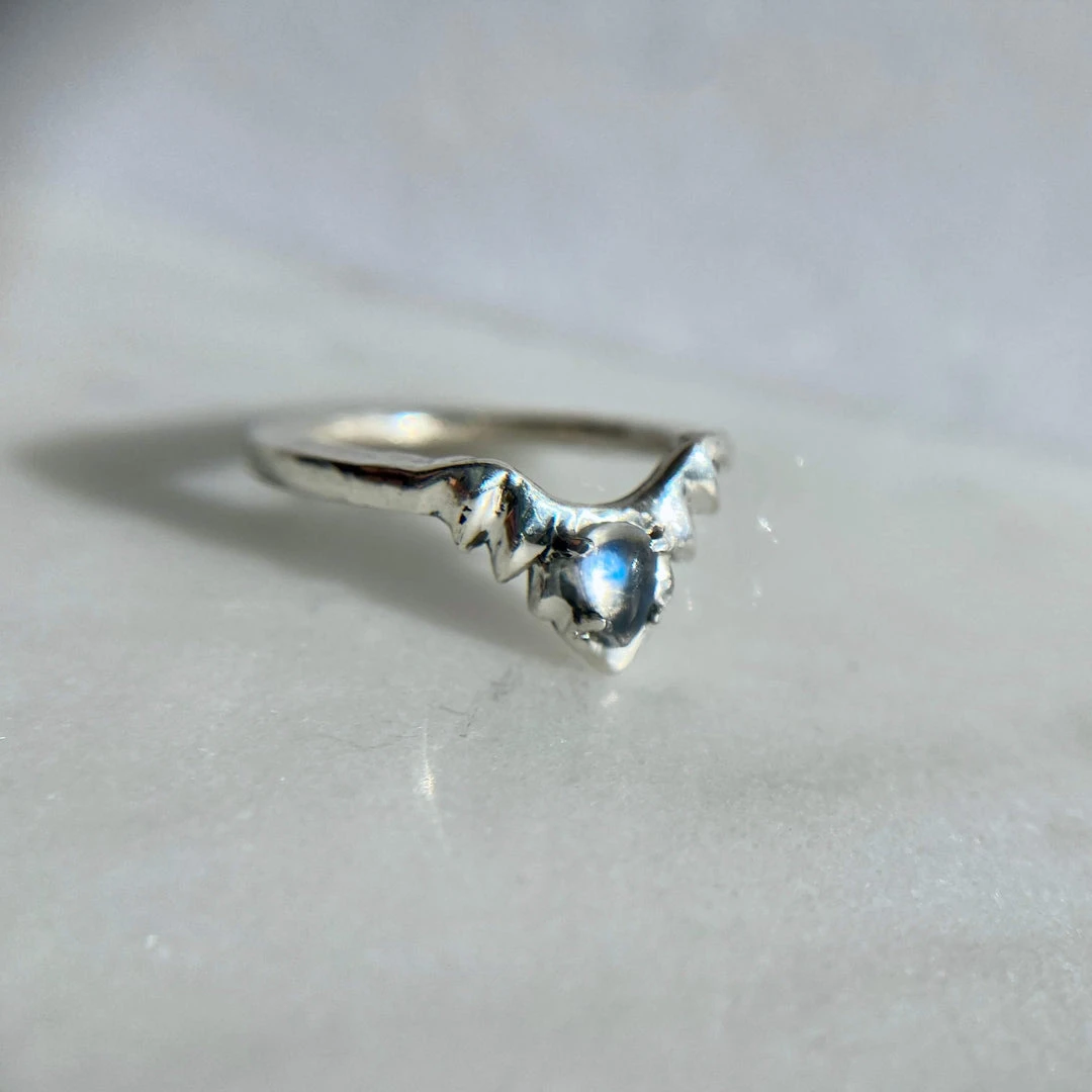 Iron Oxide Moonstone Halo Stacker Ring Jewelry Iron Oxide Moonstone Halo Stacker Ring Jewelry