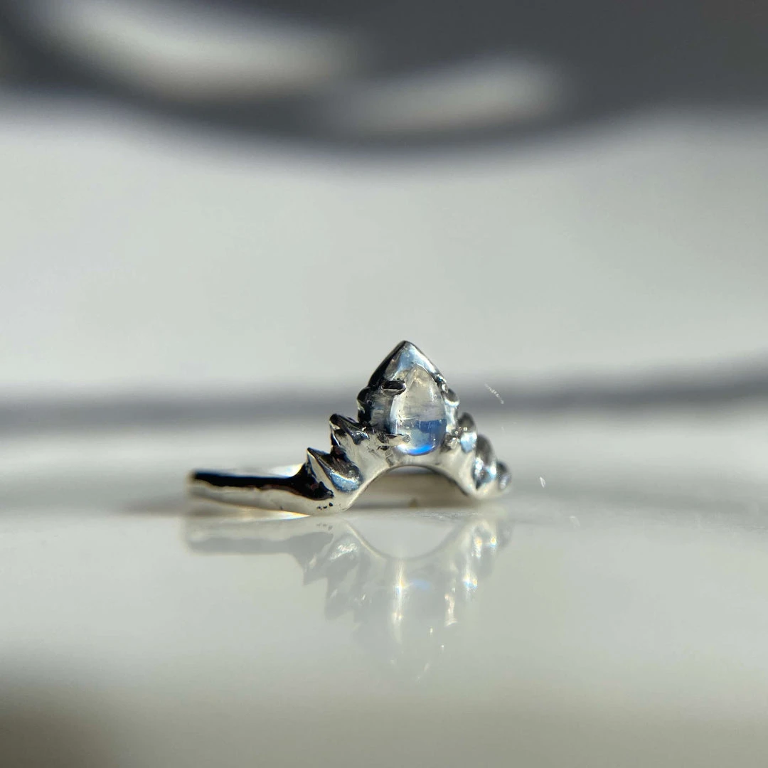 Iron Oxide Moonstone Halo Stacker Ring Jewelry Iron Oxide Moonstone Halo Stacker Ring Jewelry