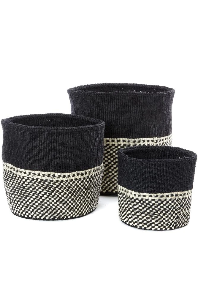 Swahili African Modern Home Goods Mwende Sisal Storage Basket Set Swahili African Modern Home Goods Mwende Sisal Storage Basket Set