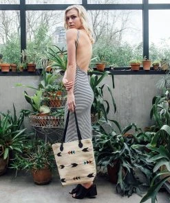 MZ Fair Trade Accessories Obsidian Arrow Wool Bucket Tote Bag