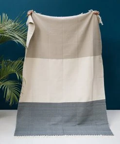 Kiliim Navy And Beige Throw Blanket