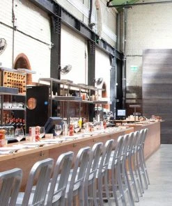 Emeco Navy Recycled Counter Stool With Arms Furniture