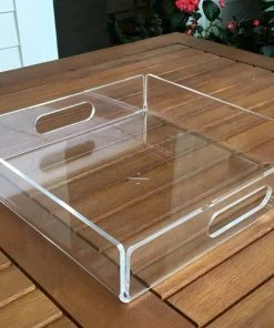 Newly Goods Handcrafted Balsamo Lucite Upcycled Square Tray