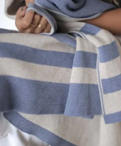 Newly Goods Cumberland Blue Recycled Throw Blanket Handcrafted