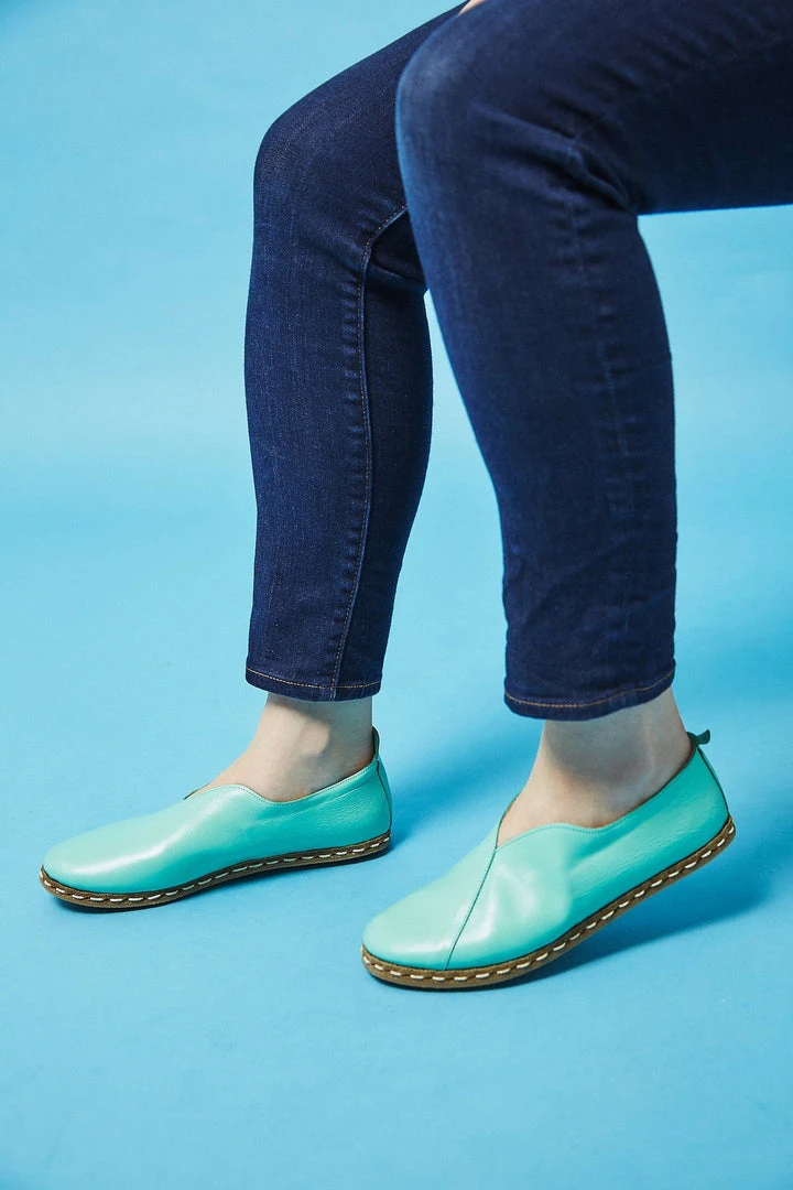 Nida Lu Handmade Shoes Women's Lu Loafer - Turquoise Nida Lu Handmade Shoes Women's Lu Loafer - Turquoise