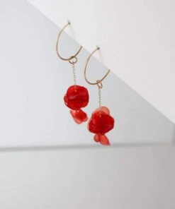 Giulia Letzi + META Jewelry Nina Upcycled Chain Drop Earrings - Coral
