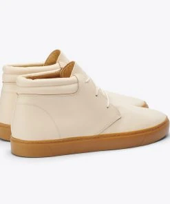Nisolo Men's Cortez Mid Top Sneaker - Bone + Gum