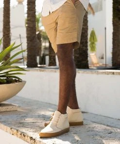 Nisolo Men's Cortez Mid Top Sneaker - Bone + Gum