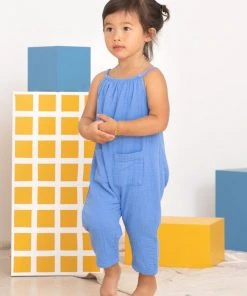 North Of West Sale Kids' Double Cloth Jumpsuit - Adriatic